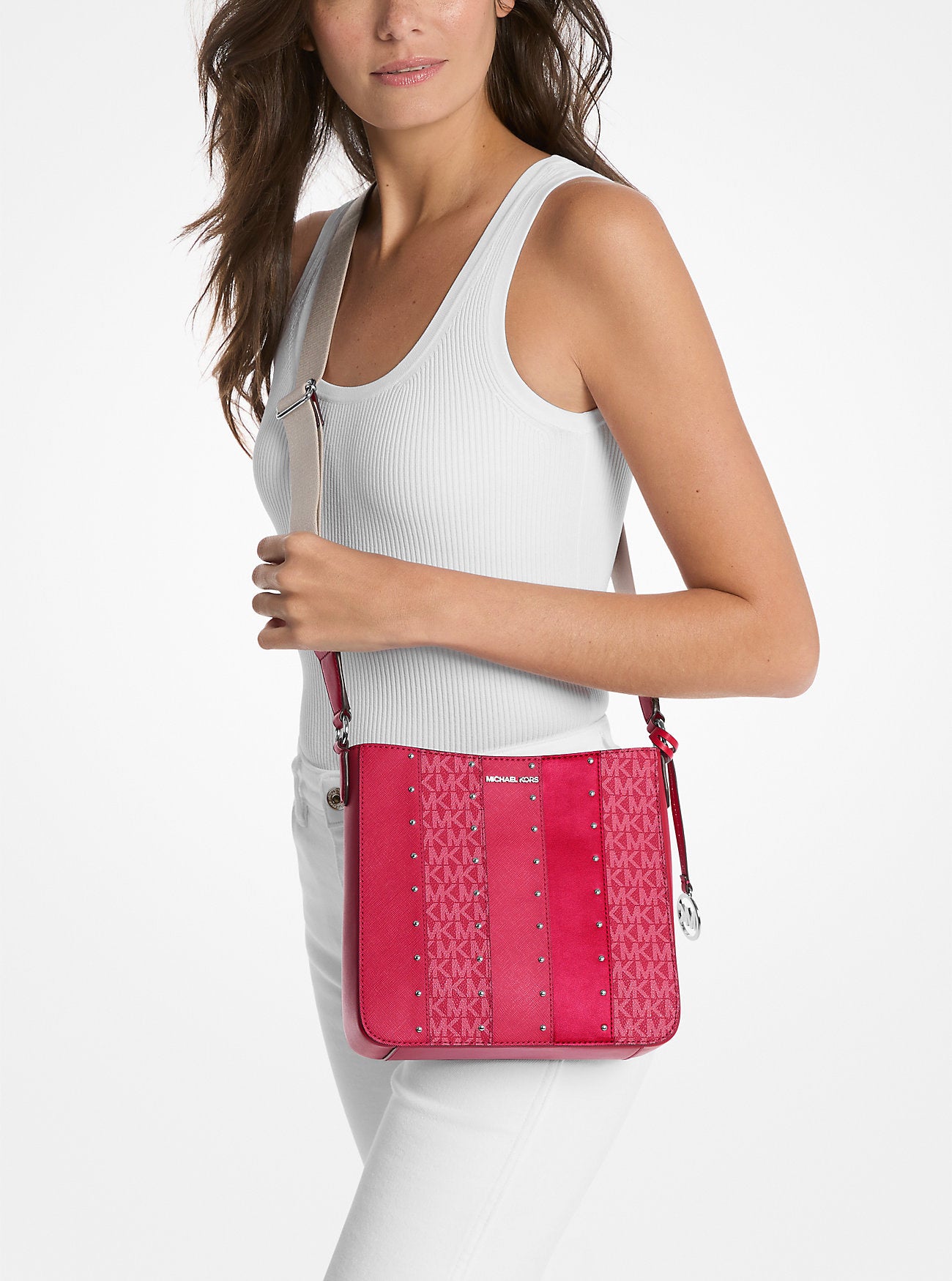 Cartera Michael Kors Studded Patchwork Rosa