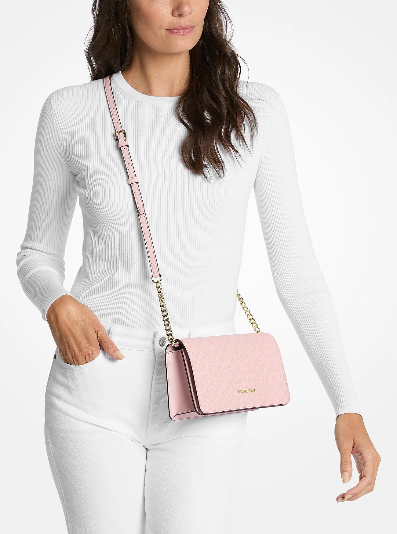 Cartera Michael Kors Jet Set Signature Logo Rosa