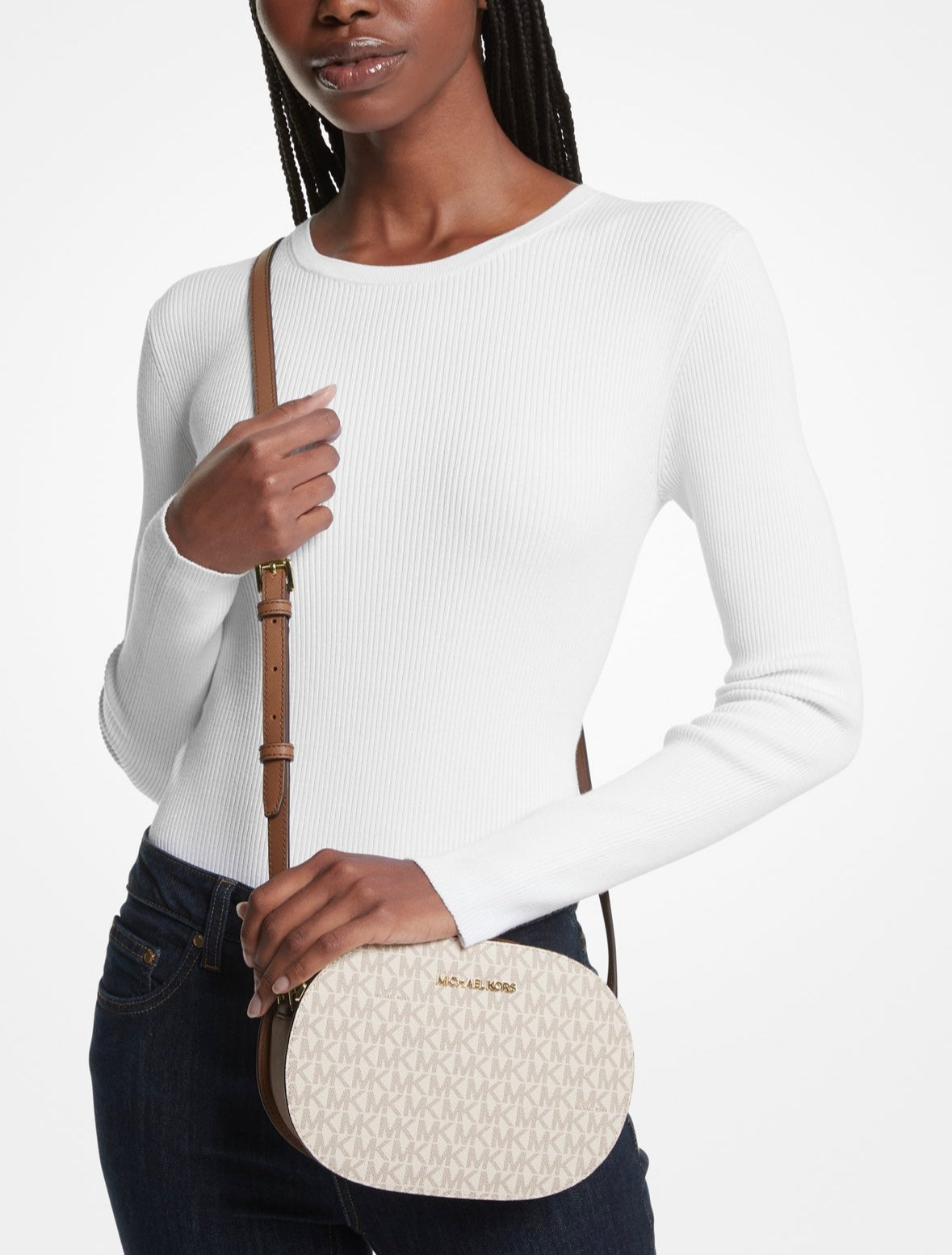 Cartera Michael Kors Oval Jet Set Travel Vainilla