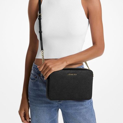 Cartera Michael Kors Clasica Jet Set Saffiano Black Gold