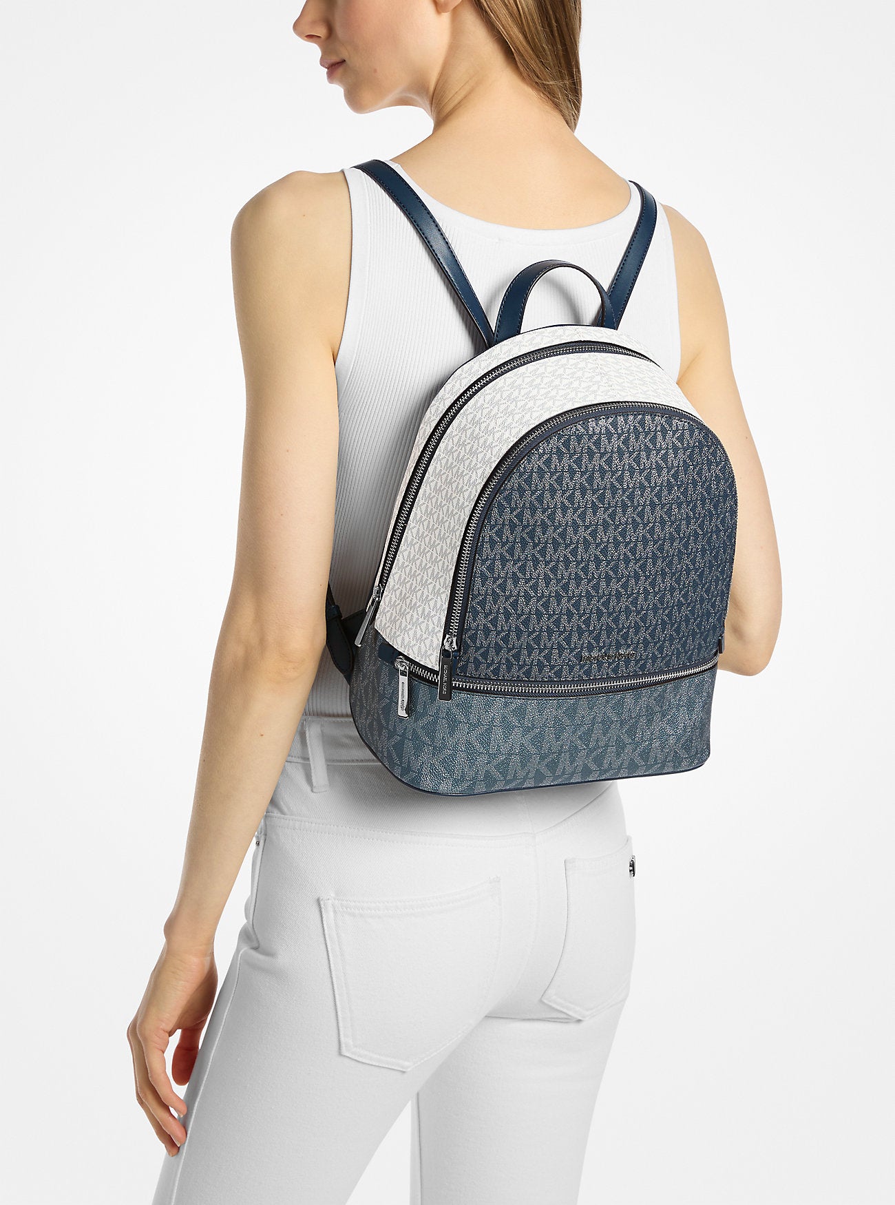 Mochila Michael Kors Rhea Metallic Navy Blue