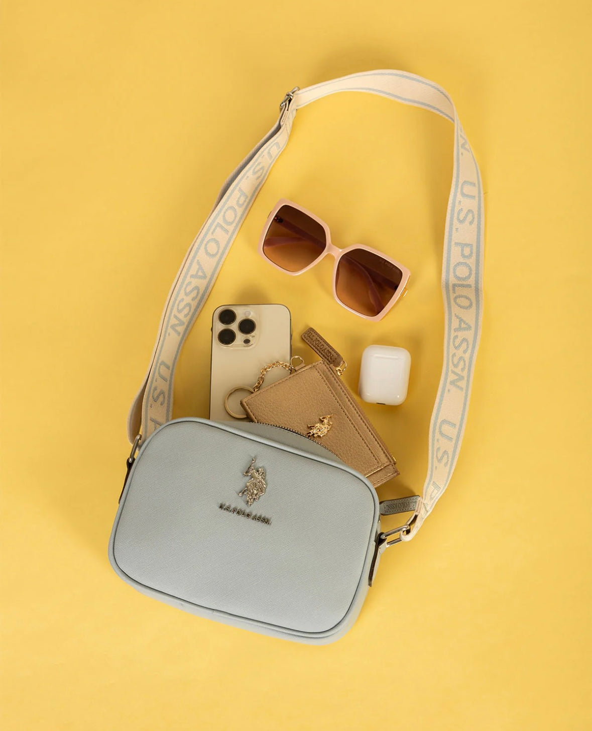 Cartera US Polo Assn Classic Crossbody Celeste Pastel