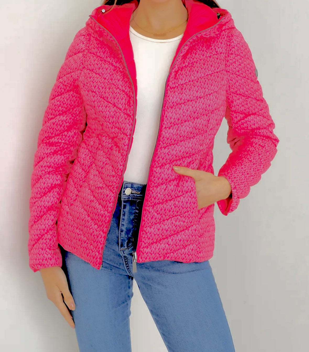 Chaqueta Michael Kors Chevron Reversible Fucsia