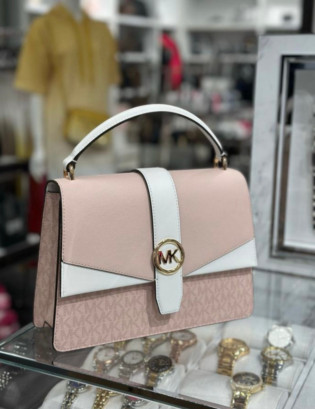 Cartera Michael Kors Greenwich Signature Rosa