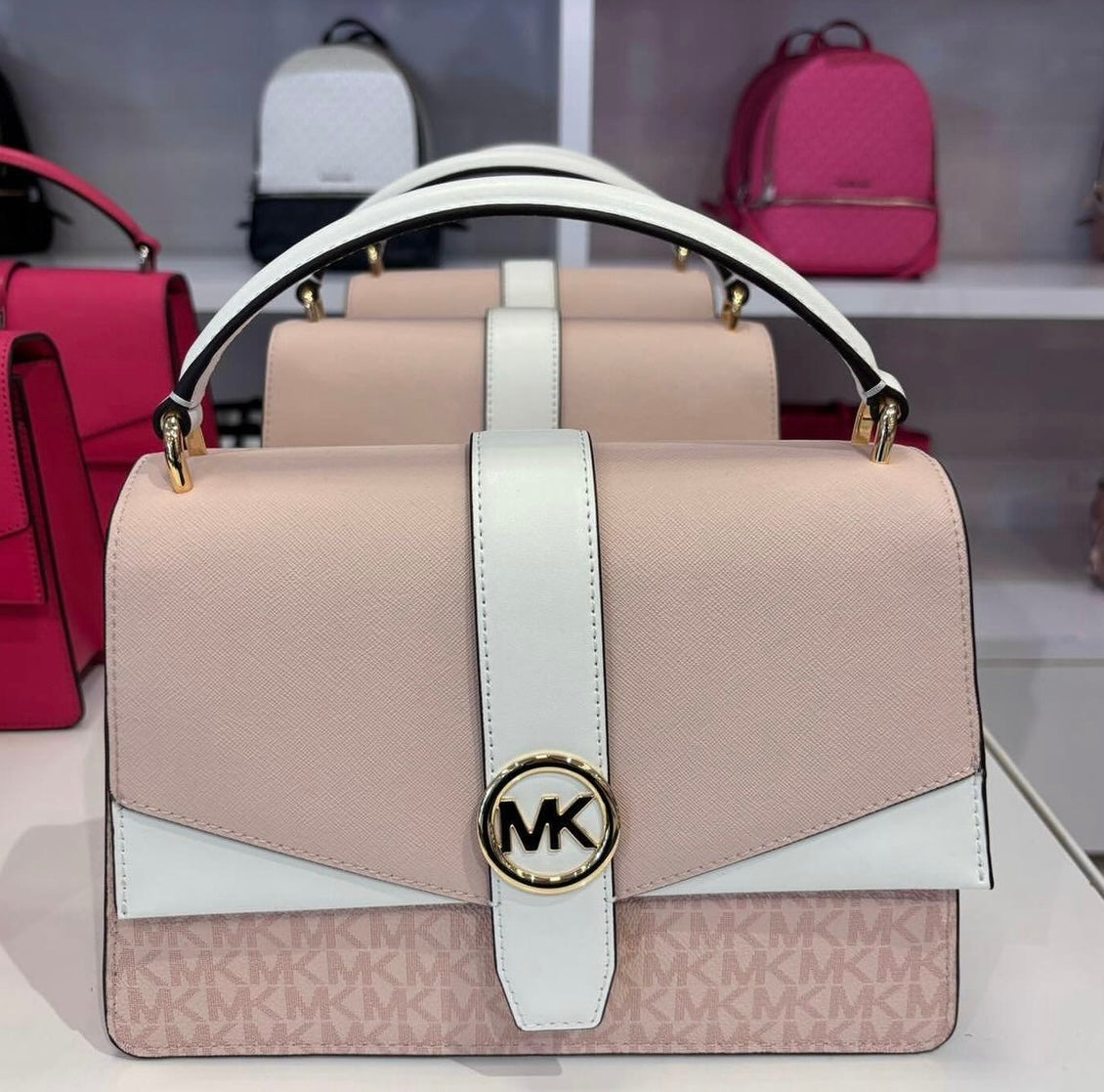 Cartera Michael Kors Greenwich Signature Rosa