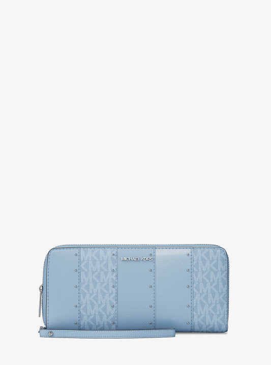 Billetera Michael Kors Studded Patchwork Continental Sky Blue
