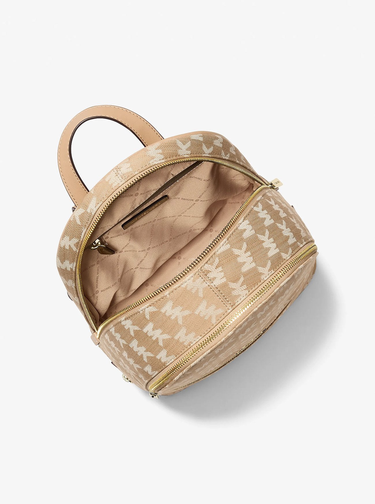 Mochila Michael Kors Rhea Logo Jacquard Denim Brown