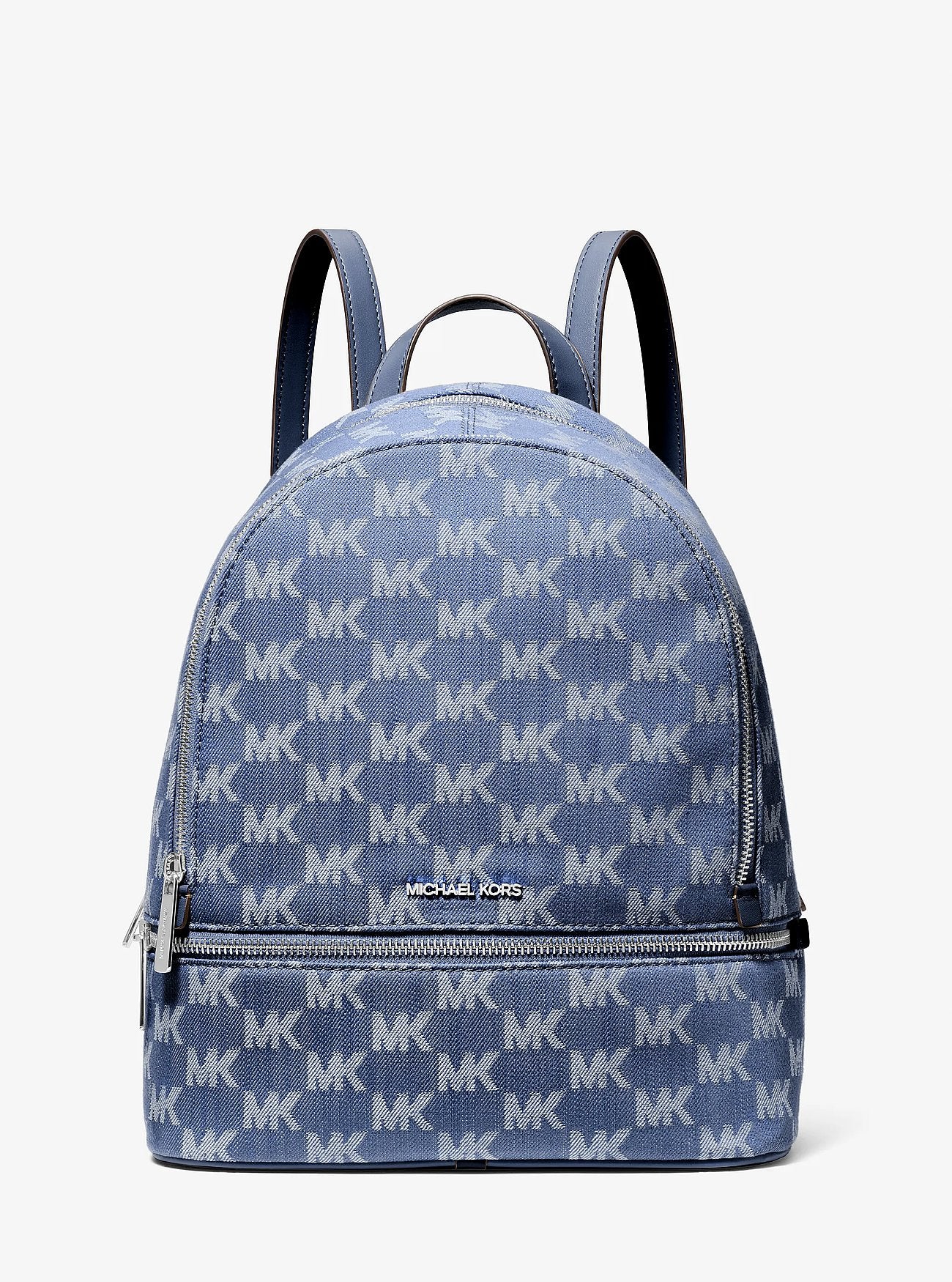 Mochila Michael Kors Rhea Logo Jacquard Denim Blue
