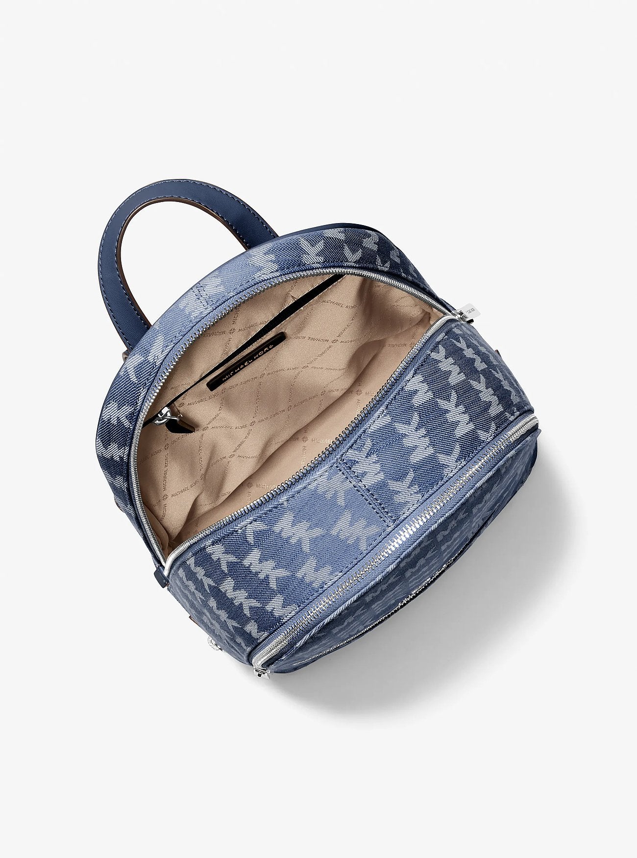 Mochila Michael Kors Rhea Logo Jacquard Denim Blue