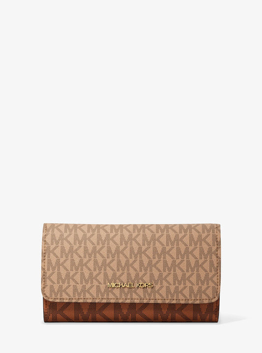 Billetera Michael Kors Jet Set Tri-Fold Logo Brown