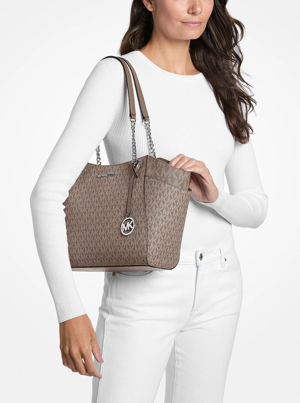 Cartera Michael Kors Signature Logo Shoulder Bag Capuccino