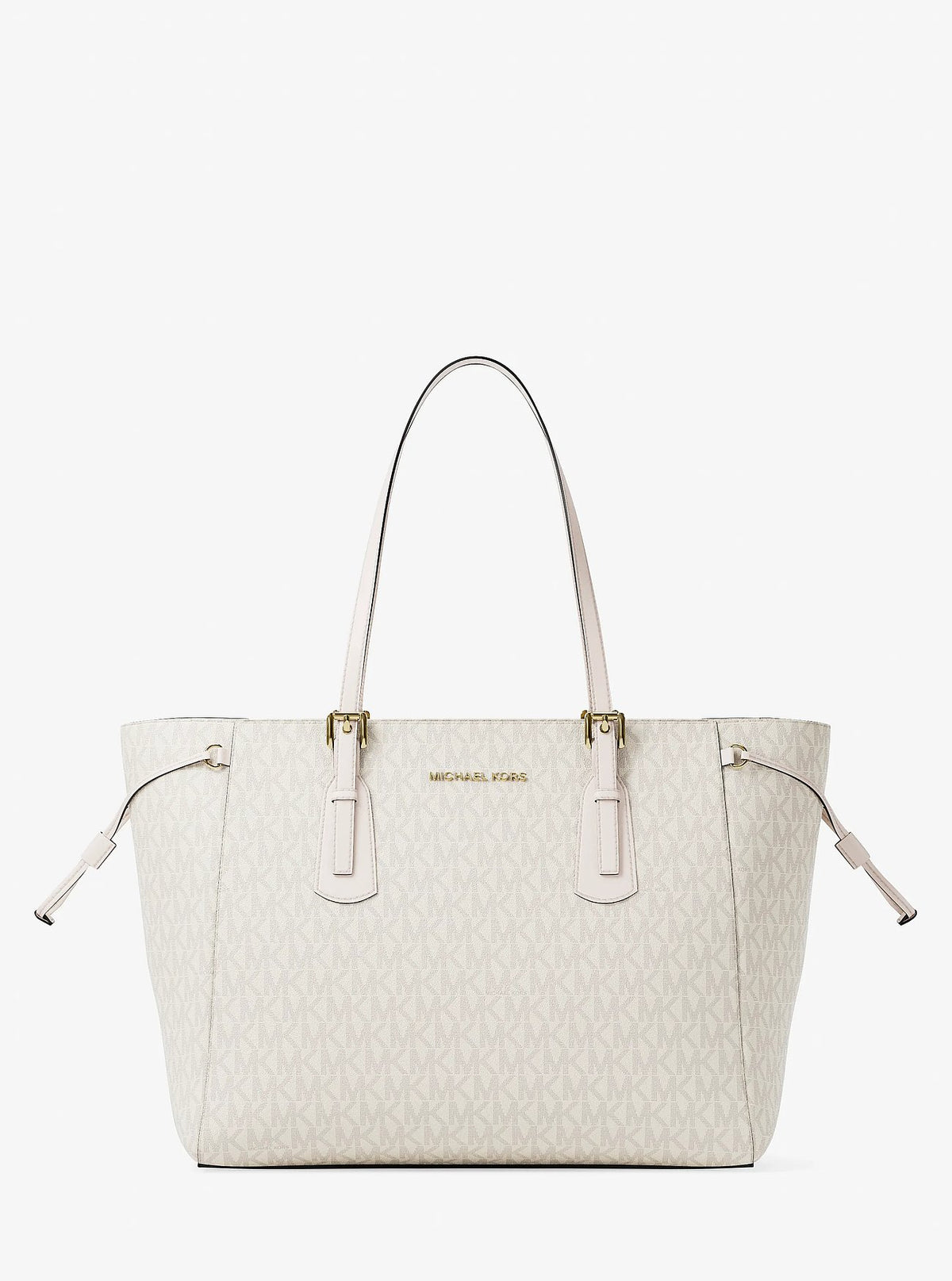 Cartera Michael Kors Voyager Signature Logo Top-Zip Tote Bag Vainilla