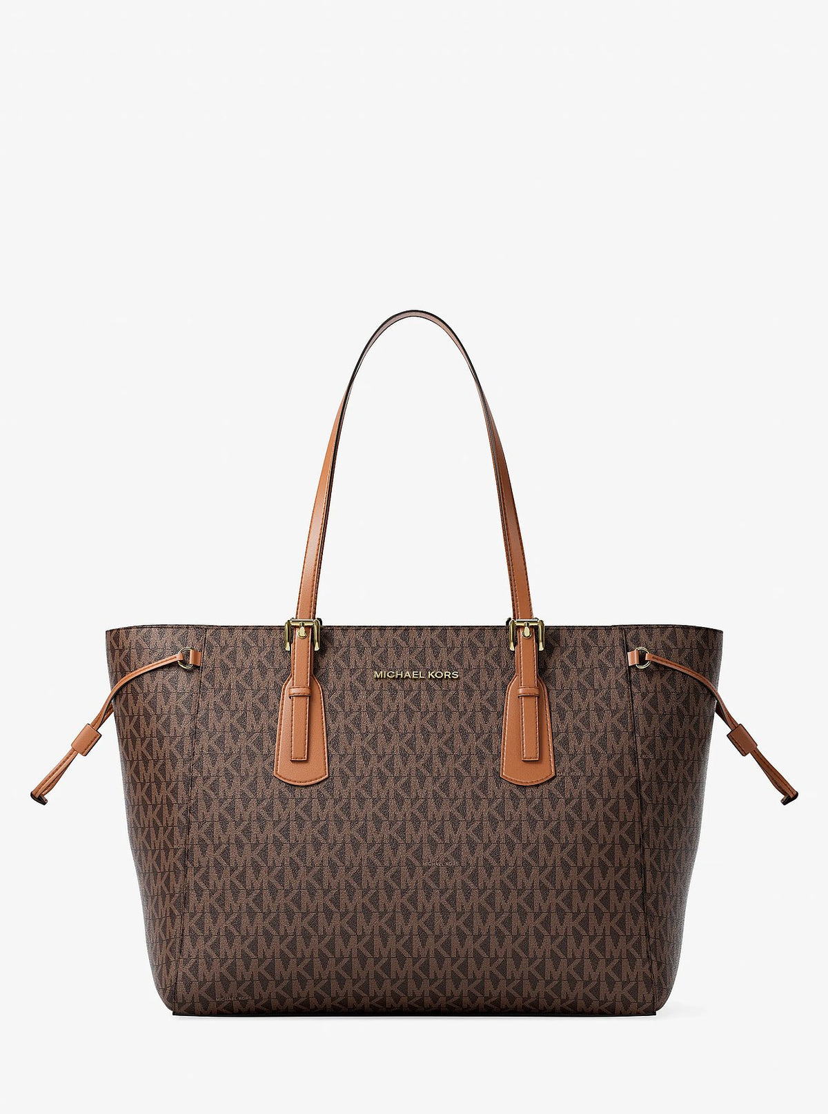Cartera Michael Kors Voyager Signature Logo Top-Zip Tote Bag Café
