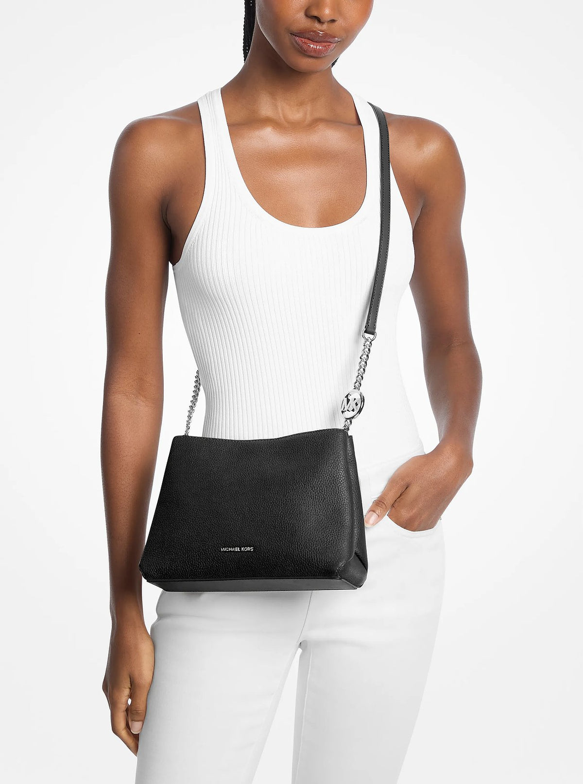 Cartera Michael Kors Christina Pebbled Leather Black