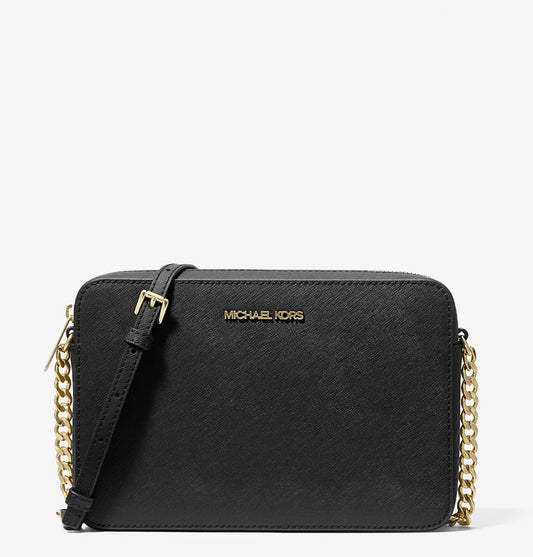 Cartera Michael Kors Clasica Jet Set Saffiano Black Gold