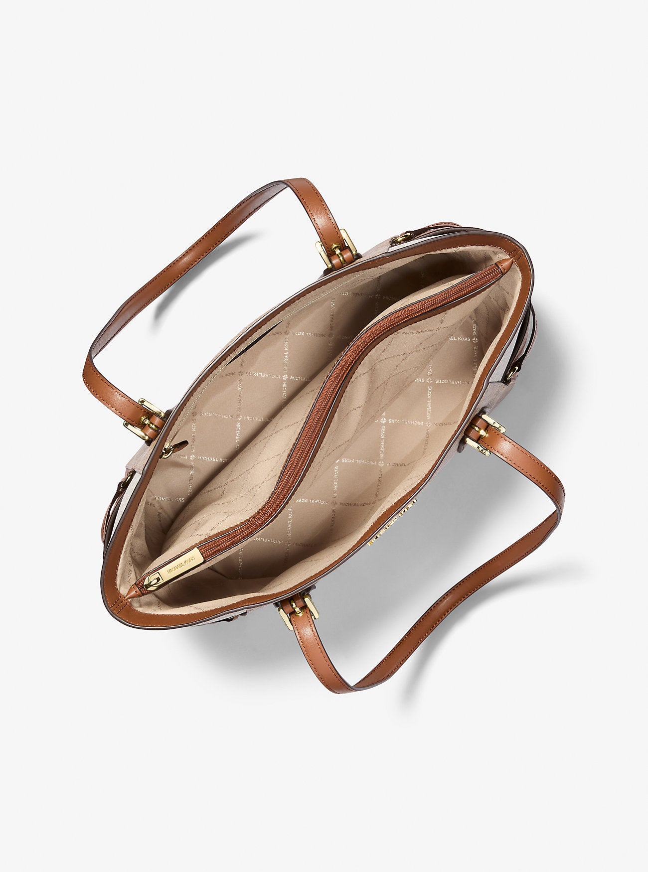 Cartera Michael Kors Tote Voyager Multicolor Café