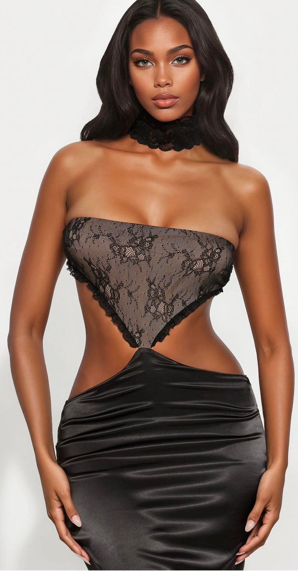 Vestido Fashion Nova Satin Lace
